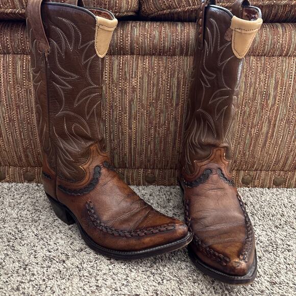 Vintage Dan Post Cowboy Boots 8.5 D Festival Boho Cottagecore Western 70’s - Picture 1 of 10